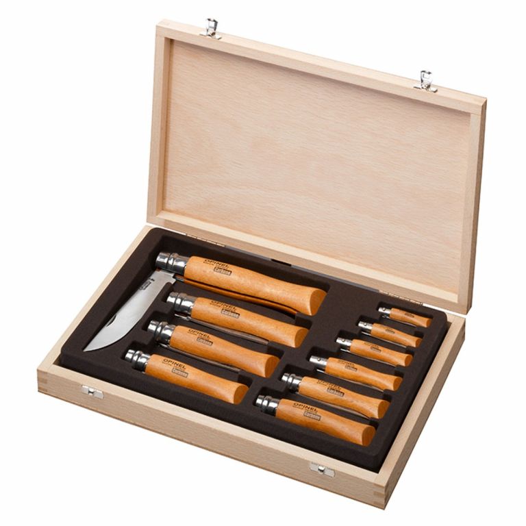 Opinel Zakmes Giftset Carbon/Hout 10-delig